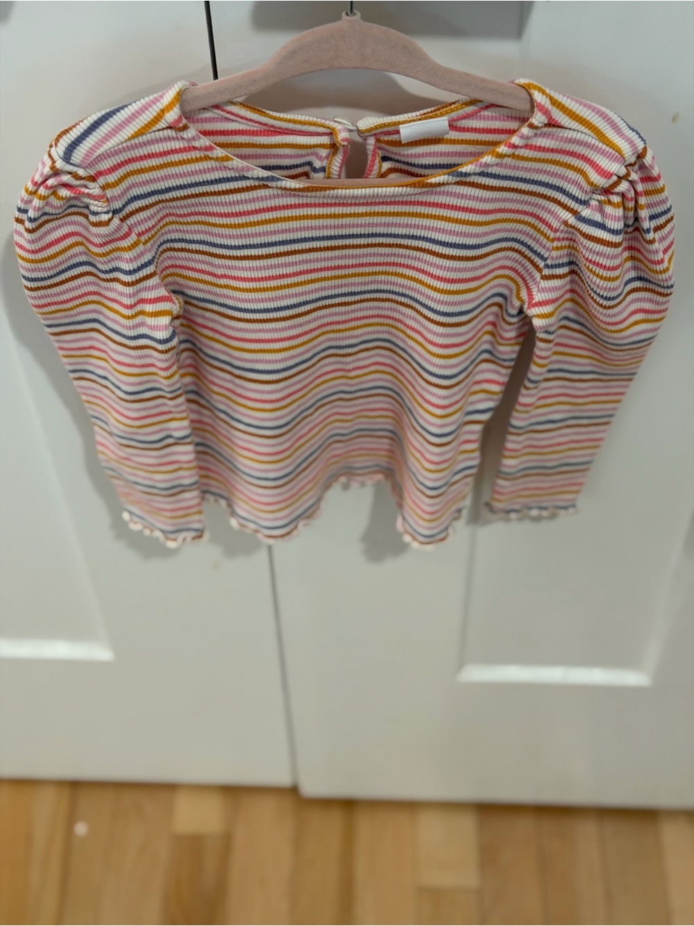GAP Girls Long Sleeve Ribbed Tee — Pink, Yellow, Blue, White, Orange